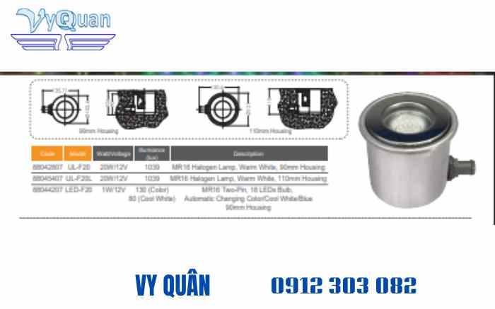 Đèn LED bể bơi F20 Emaux