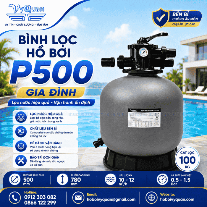 Bình lọc hồ bơi P500 gia đình chính hãng Emaux